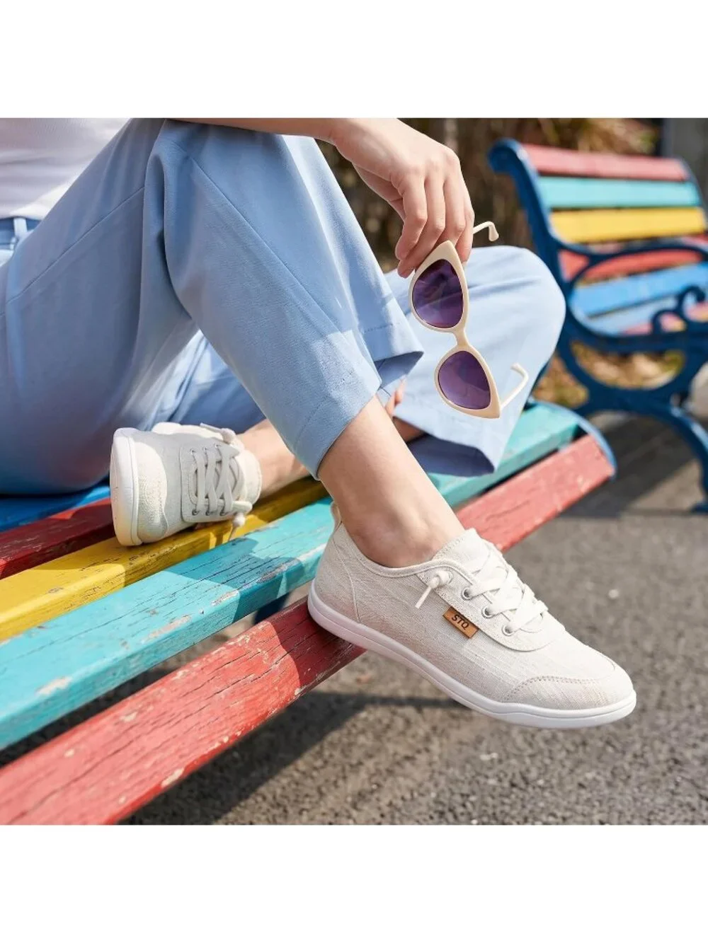 Women's Beige Comfortable Classic Slip On Low Top Canvas Fashion Comfort Sneaker